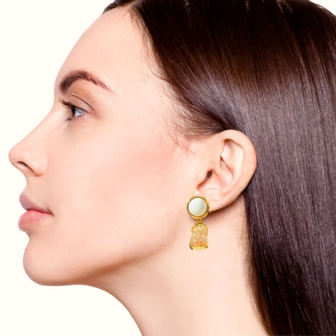 Stone Drift Dangle Earrings White - Image 5