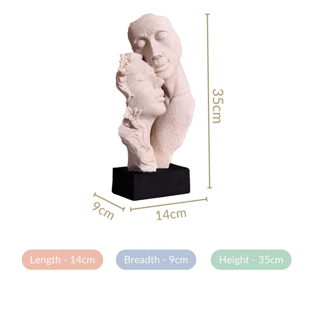 Stone Finish Warm Embrace Couple Figurine For Home Decor - Image 5
