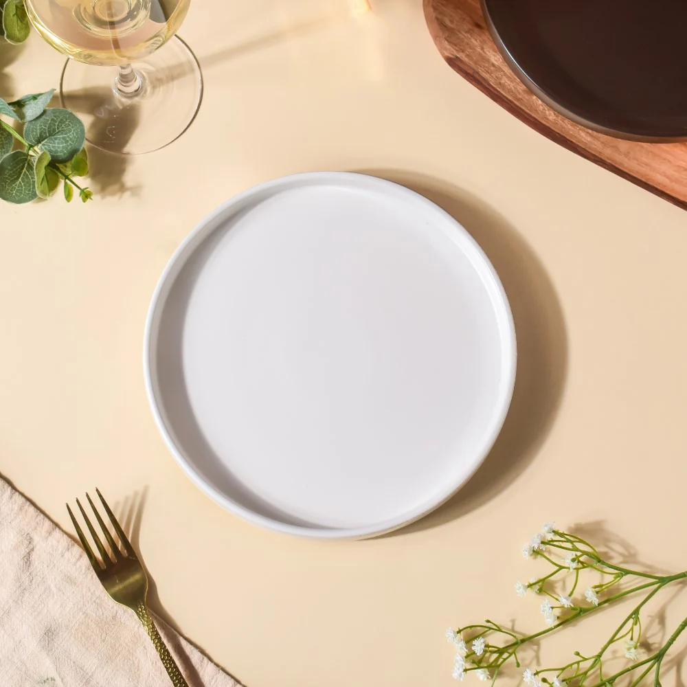 Modern Stoneware Snack Plate White - Image 5