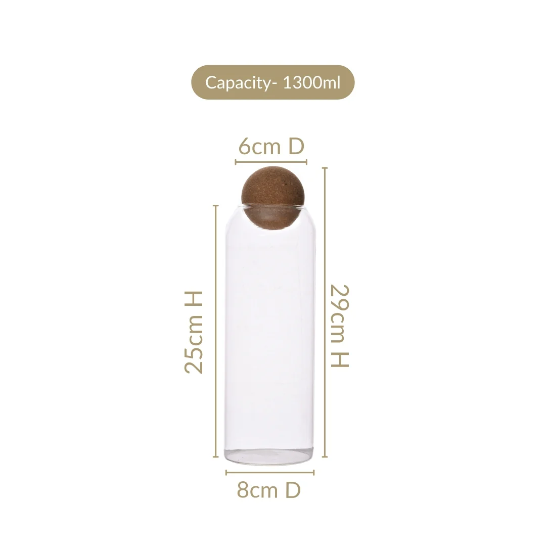 Storage Glass Jars with Cork Ball Lids Set of 2 1300ml - Image 4