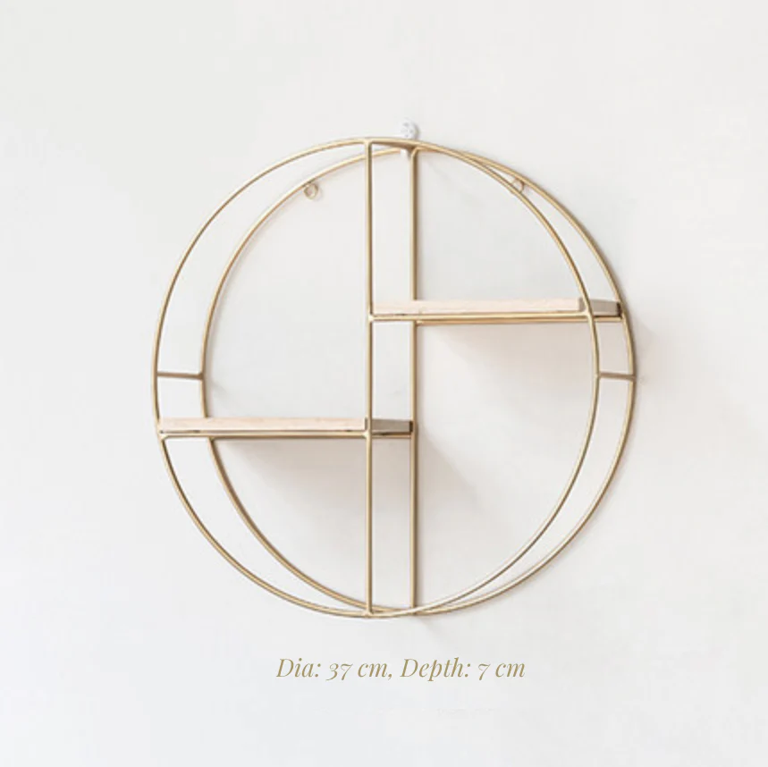 MERRY Round Metal & Wood Rack - Gold - Image 3