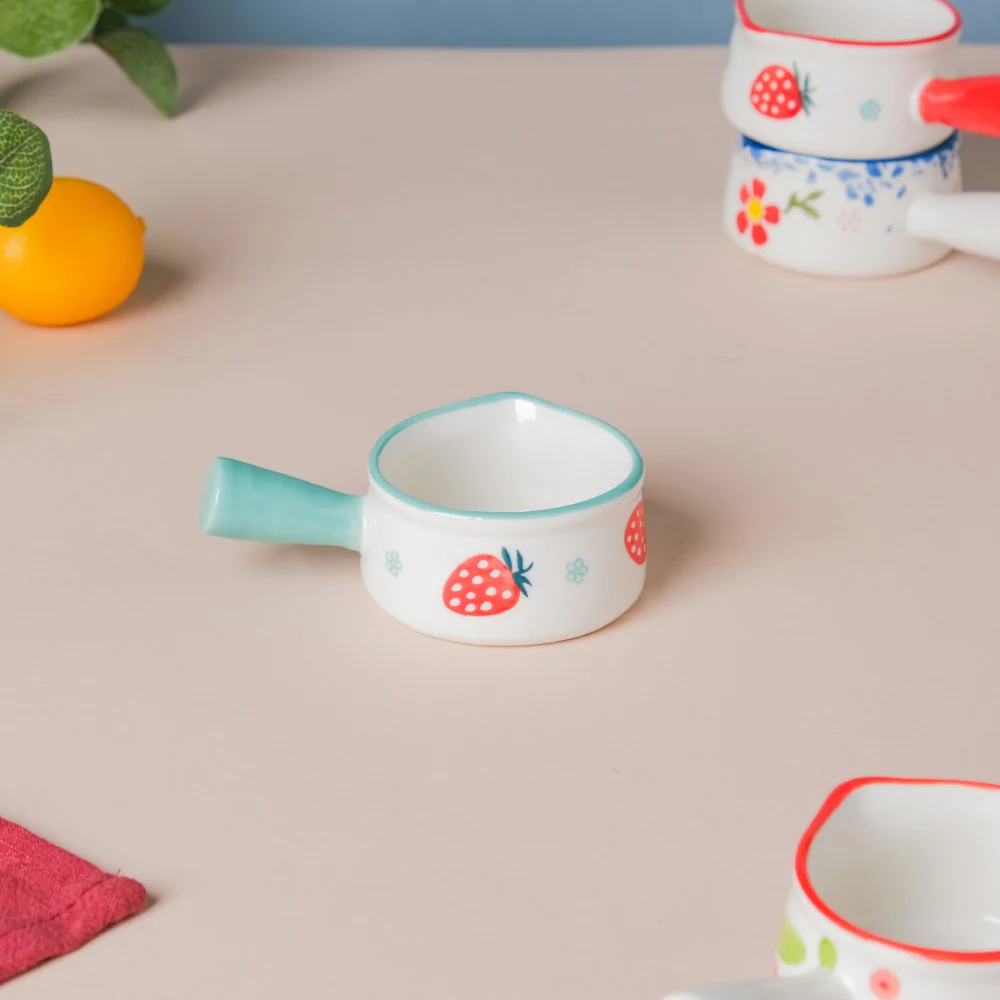 Strawberry Ceramic Creamer With Handle Blue Small - Image 5
