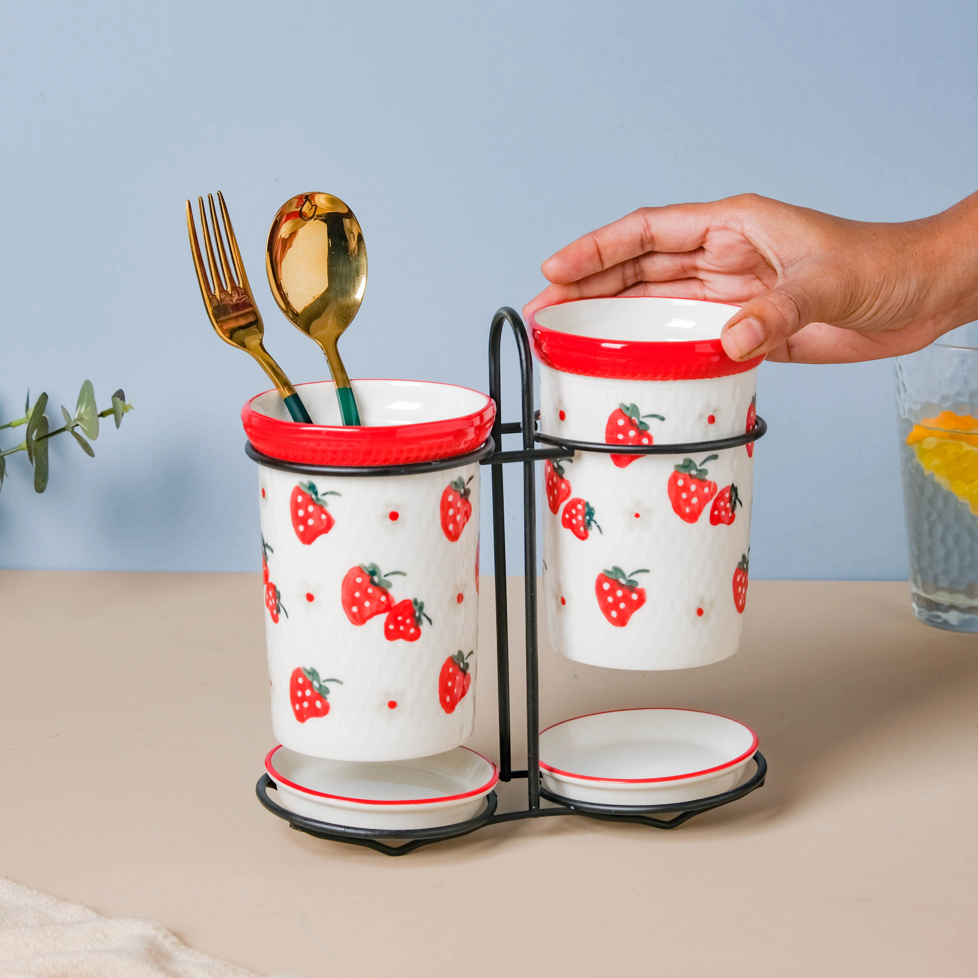 Strawberry Print Chopstick Holder Set of 2 - Image 4