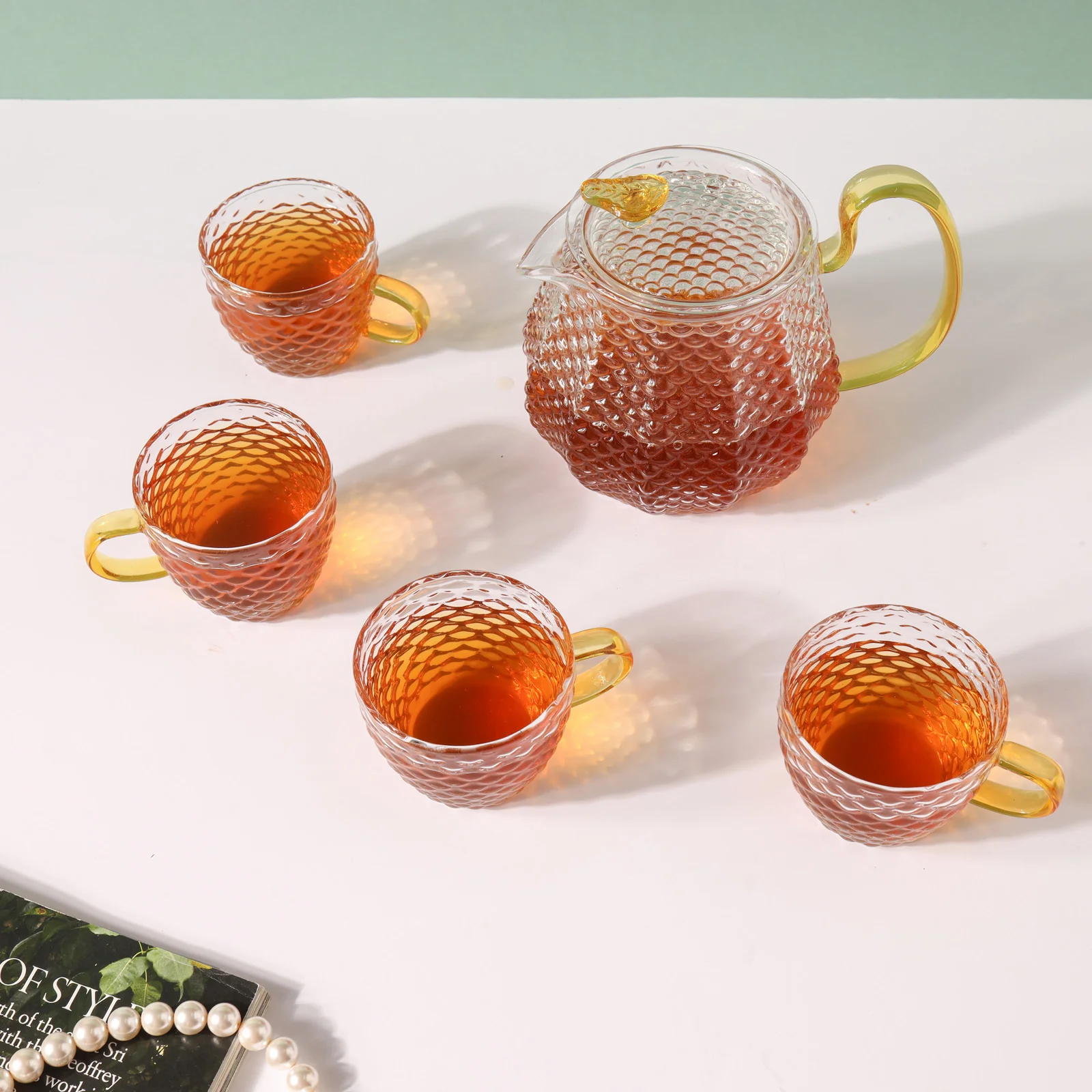 Stylish Glass Tea Set of 5 - Image 4