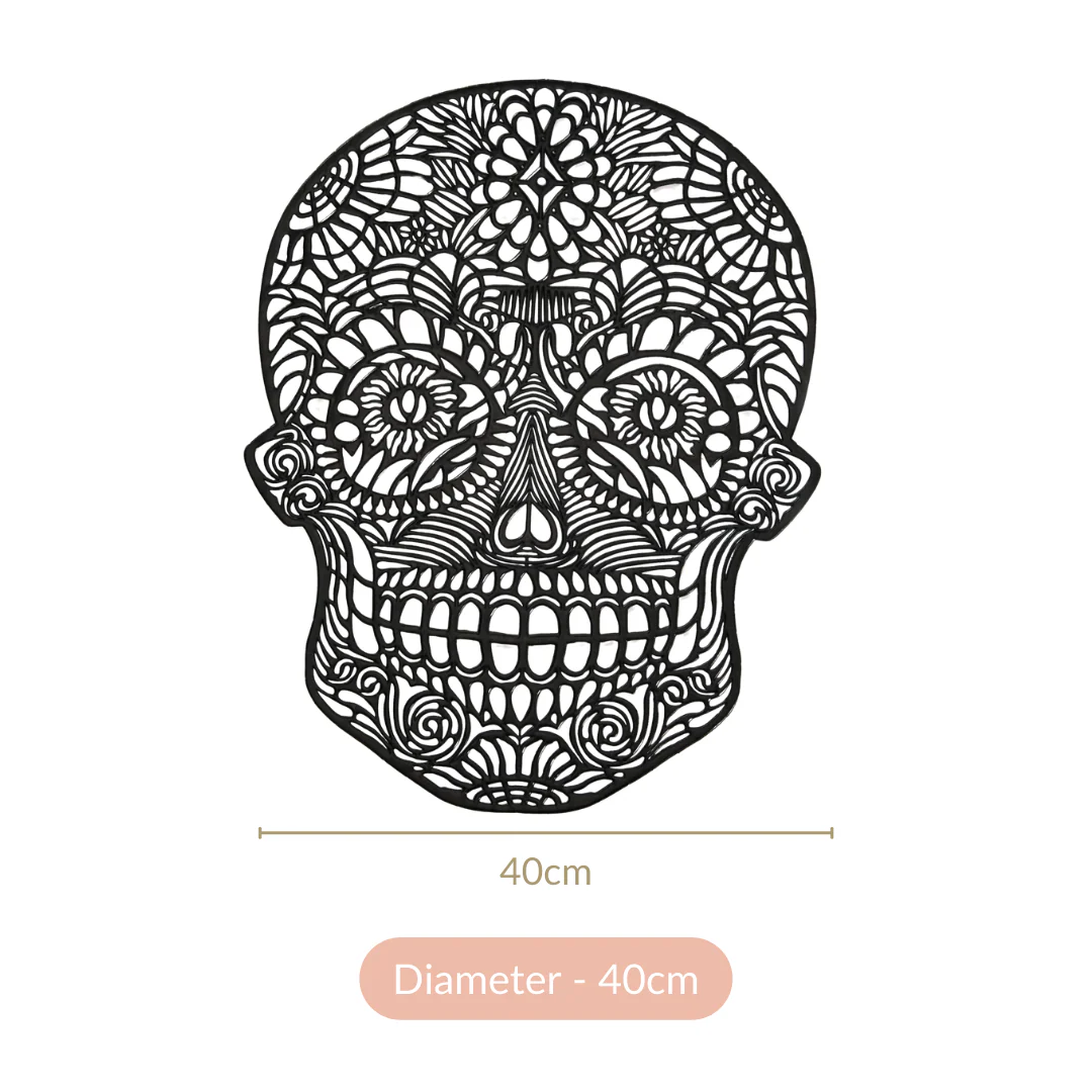 Sugar Skull Design Table Mat Set Of 6 Black - Image 8