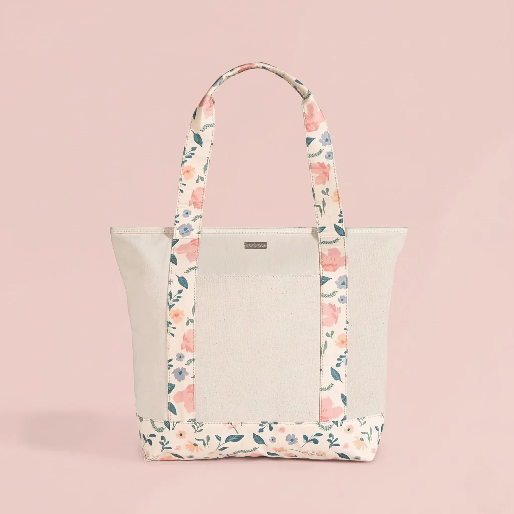 Summer Meadow Large Canvas Zipper Tote Bag - Image 2