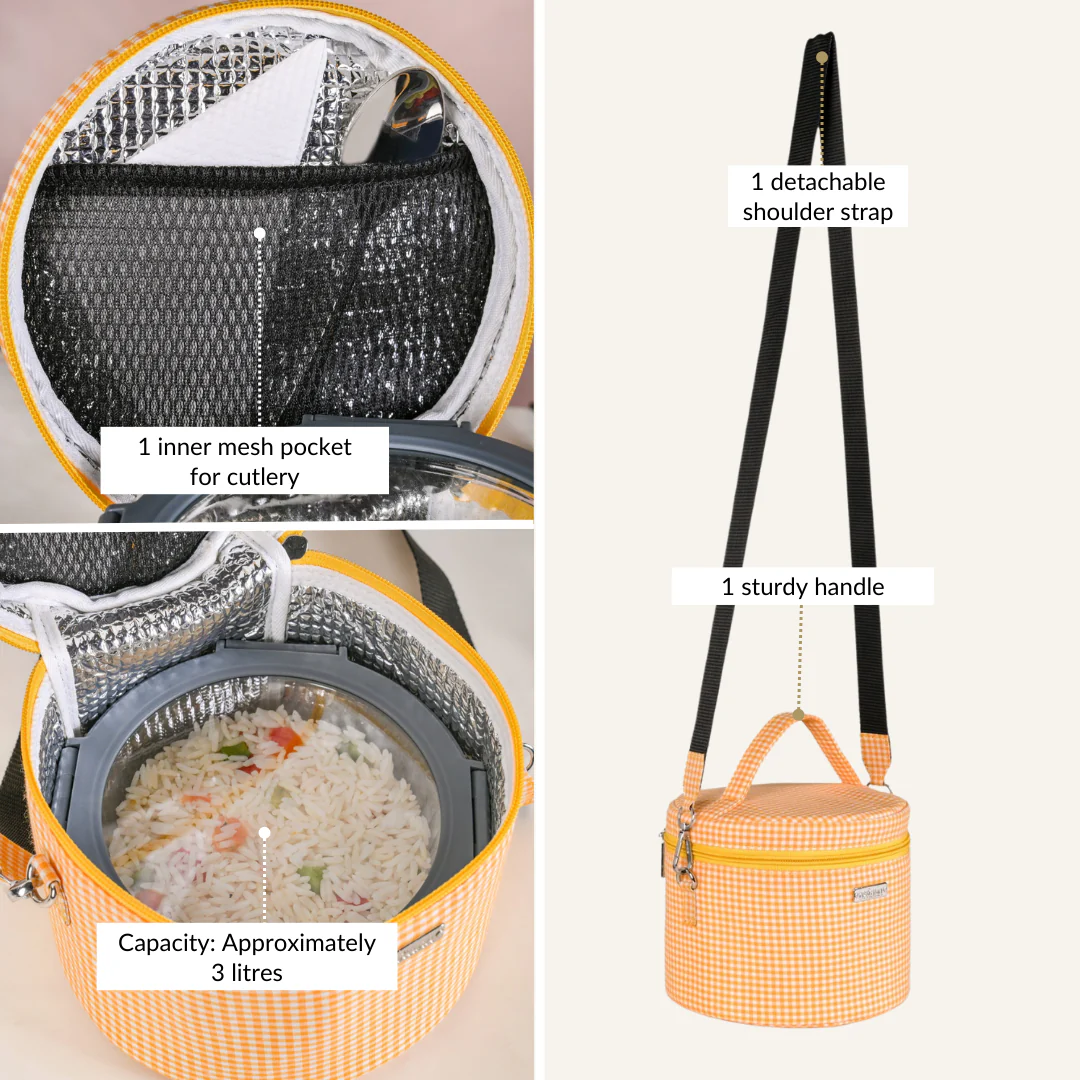 Sunbeam Gingham Insulated Lunch Bag - Image 6