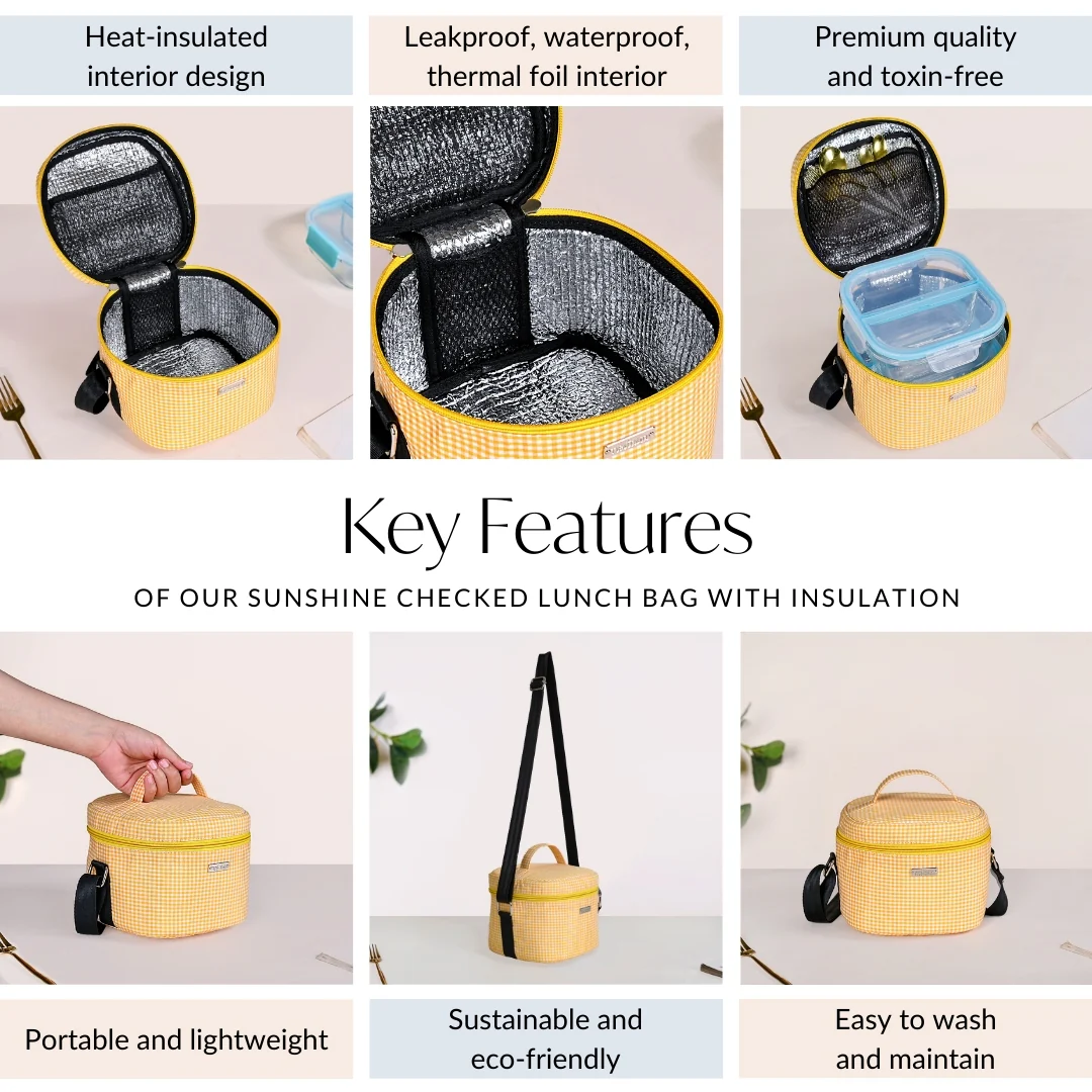Sunshine Checked Lunch Bag With Insulation - Image 5