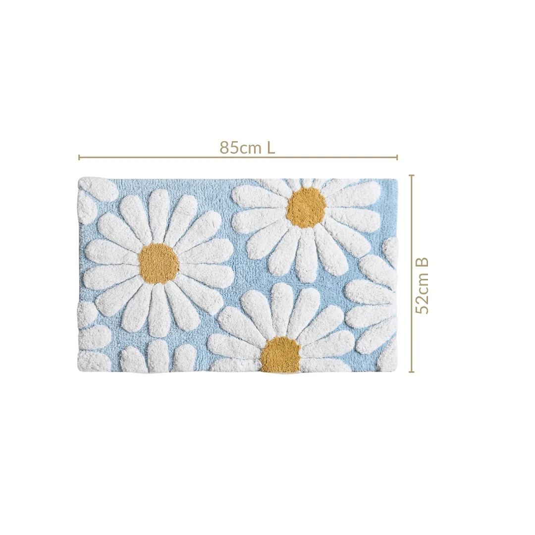 Supersoft Cotton Roseate Anti Slip Floor Mat Blue 85x52cm - Image 2