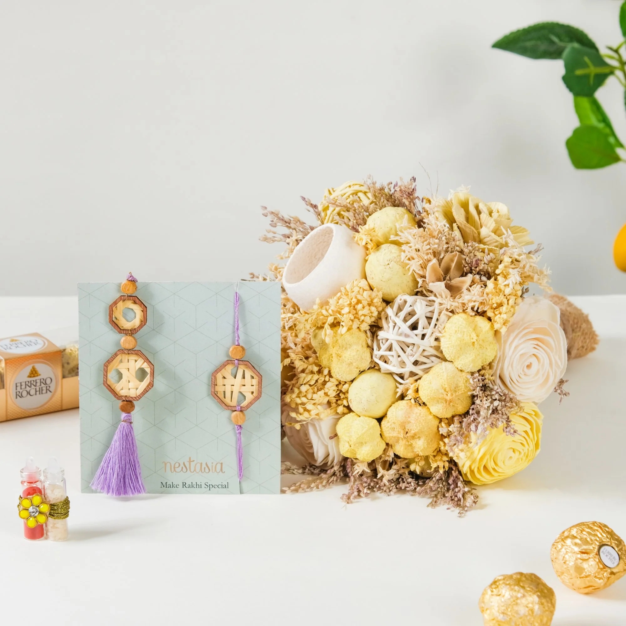 Sustainable Dried Flowers Rakhi Gifts Set Of 4 - Image 4