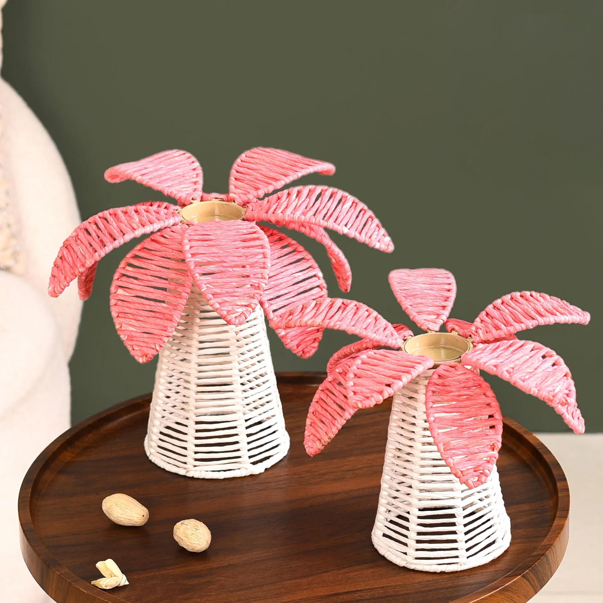 Sustainable Palm Tree Candle Stand Set Of 2 - Image 8