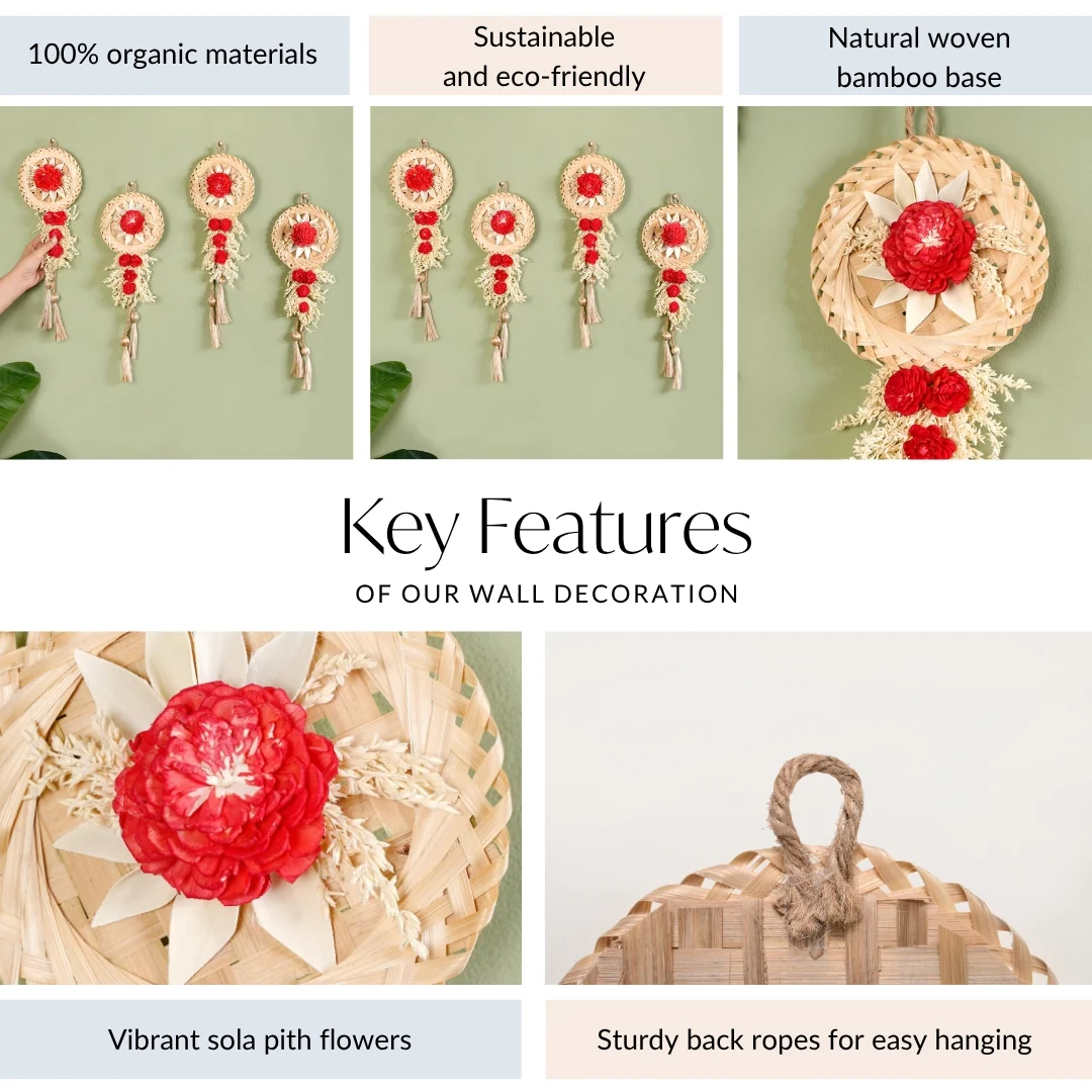 Sustainable Red Sola Bloom Wall Decor Set Of 4 - Image 5