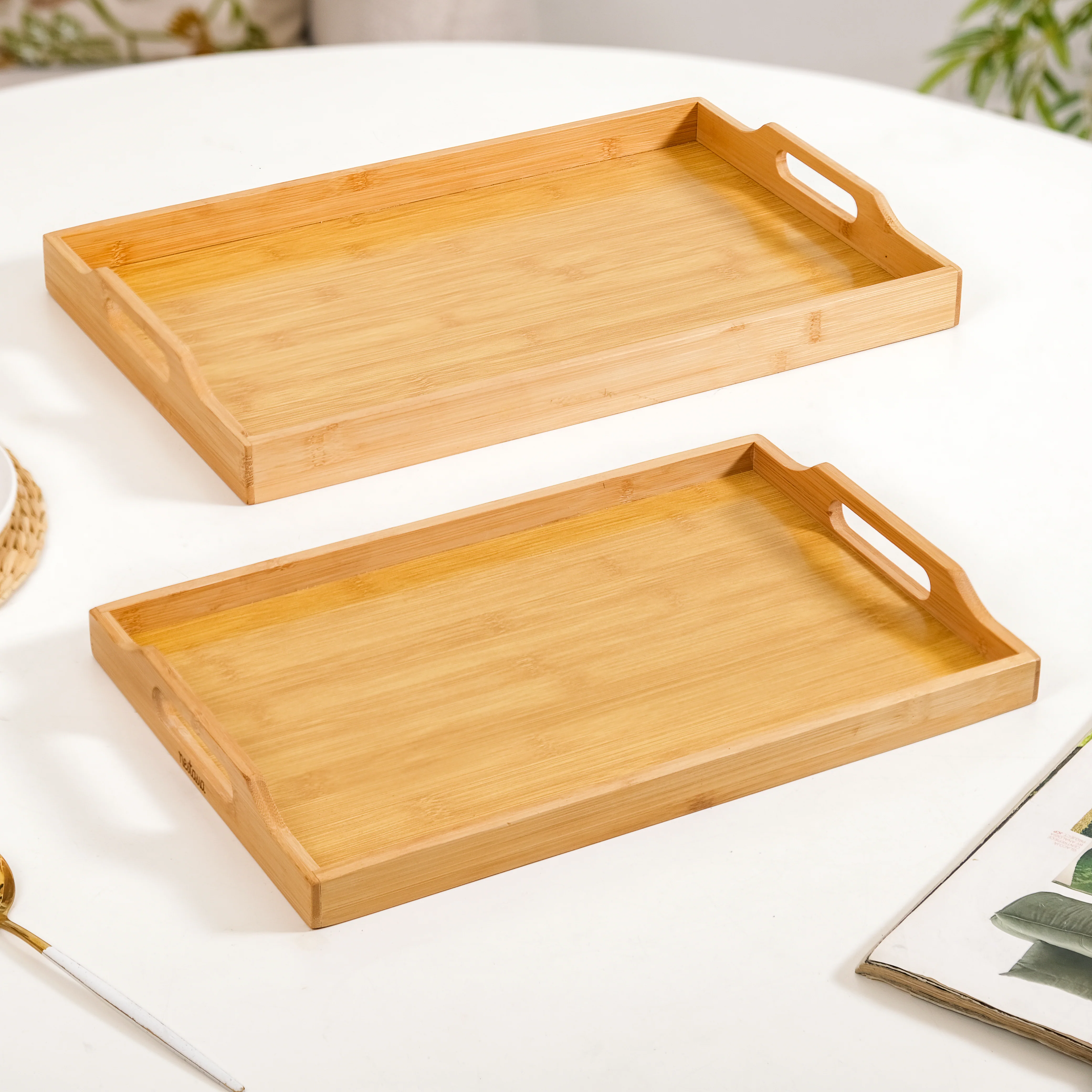Sustainable Wooden Serving Tray Set Of 2 - Image 6