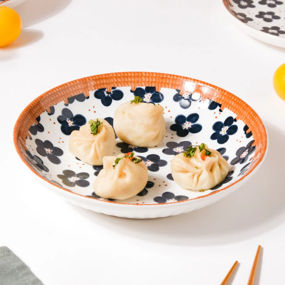 Sylvan Floral Patterned Ceramic Snack Dish 8 Inch - Image 3