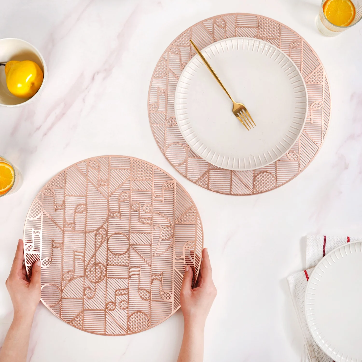 Symphony Rose Gold Table Mats Set Of 6 - Image 2