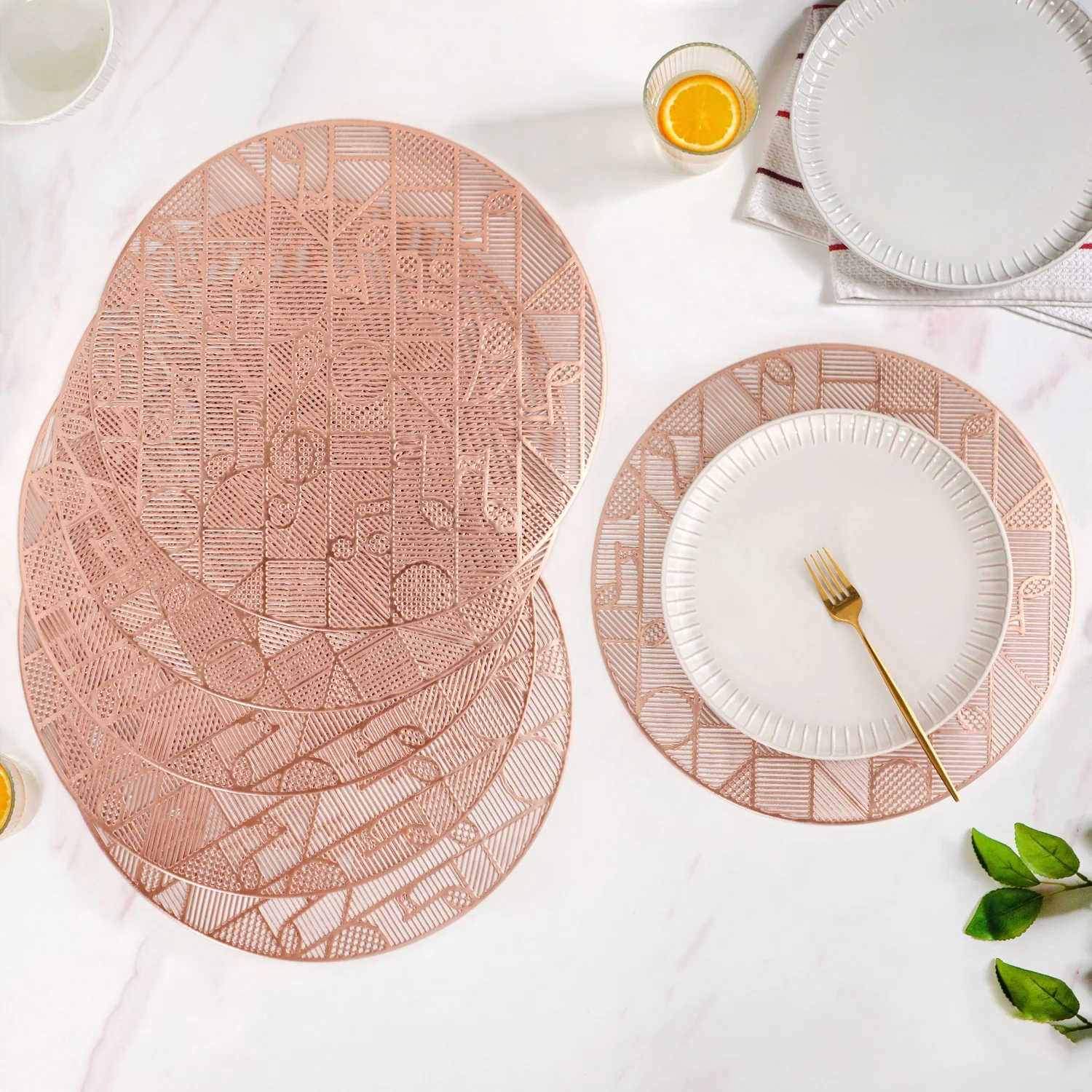 Symphony Rose Gold Table Mats Set Of 6 - Image 7