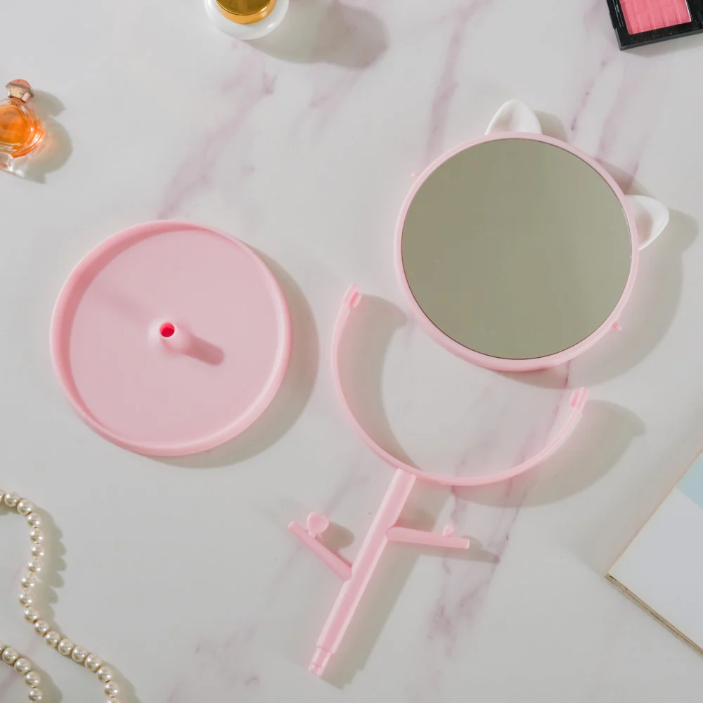 Tabletop Vanity Cat Mirror With Organizer Pink - Image 9