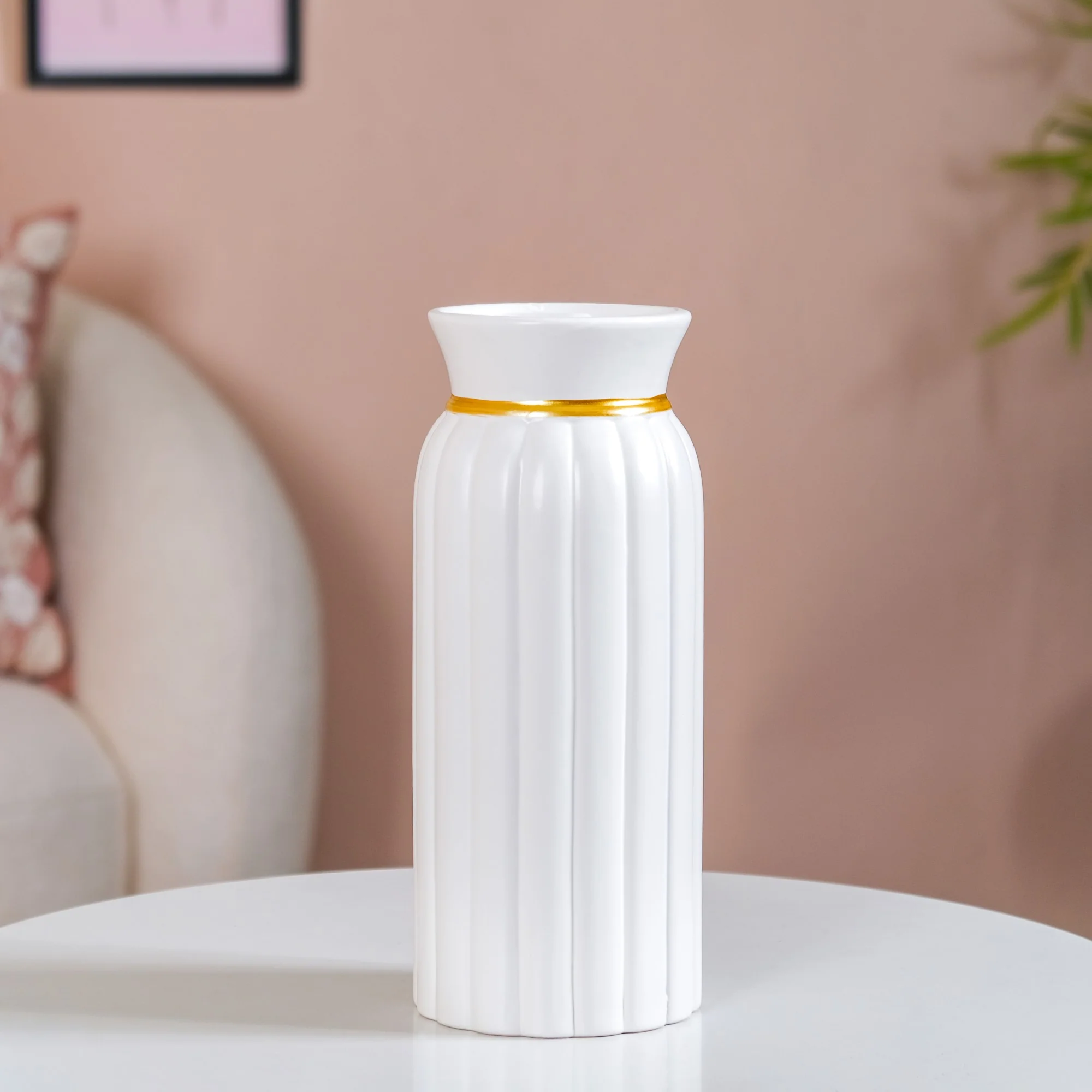 Tall Classic Ceramic Vase Set Of 2 White - Image 4