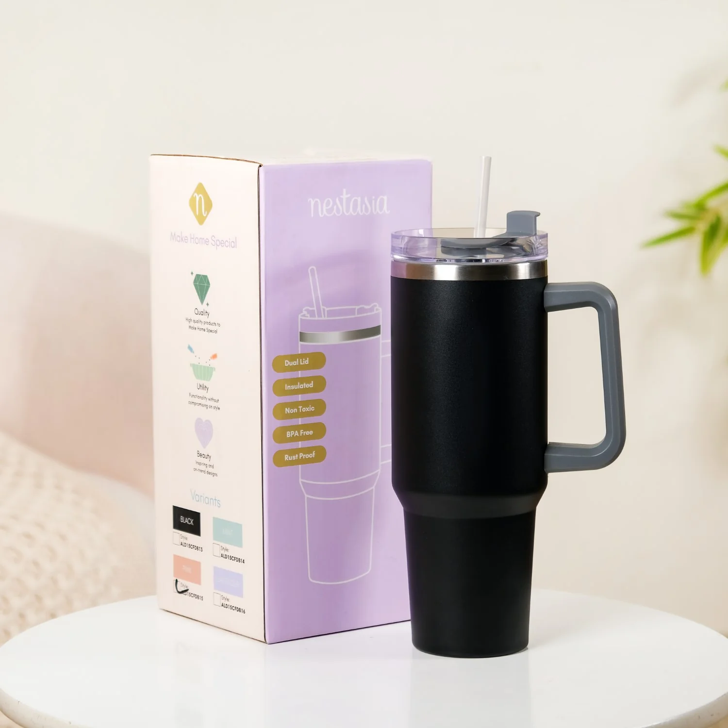 Tall Insulated Travel Water Bottle Leakproof Black 1200ml - Image 6