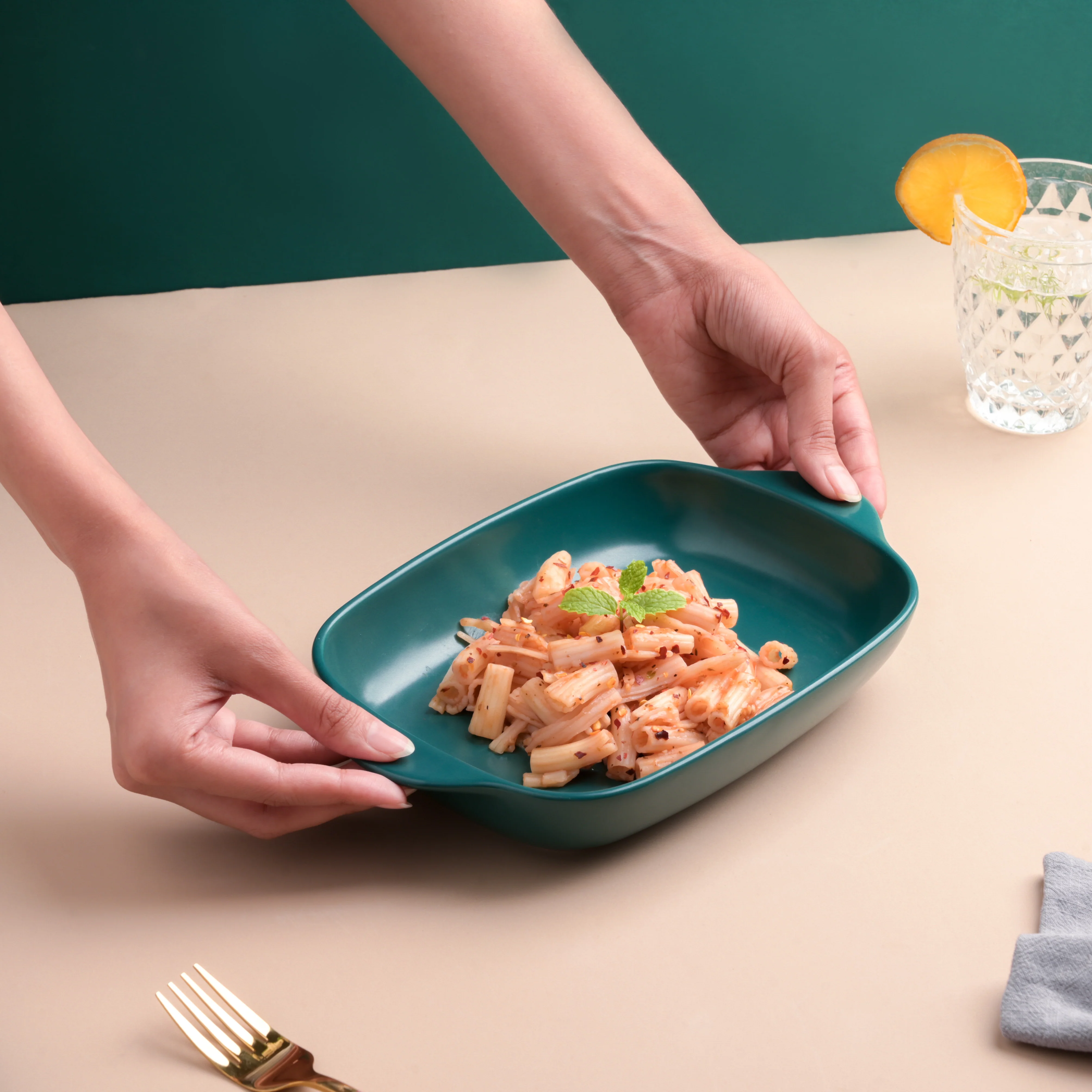 Teal Baking Pan with Handle - Image 2