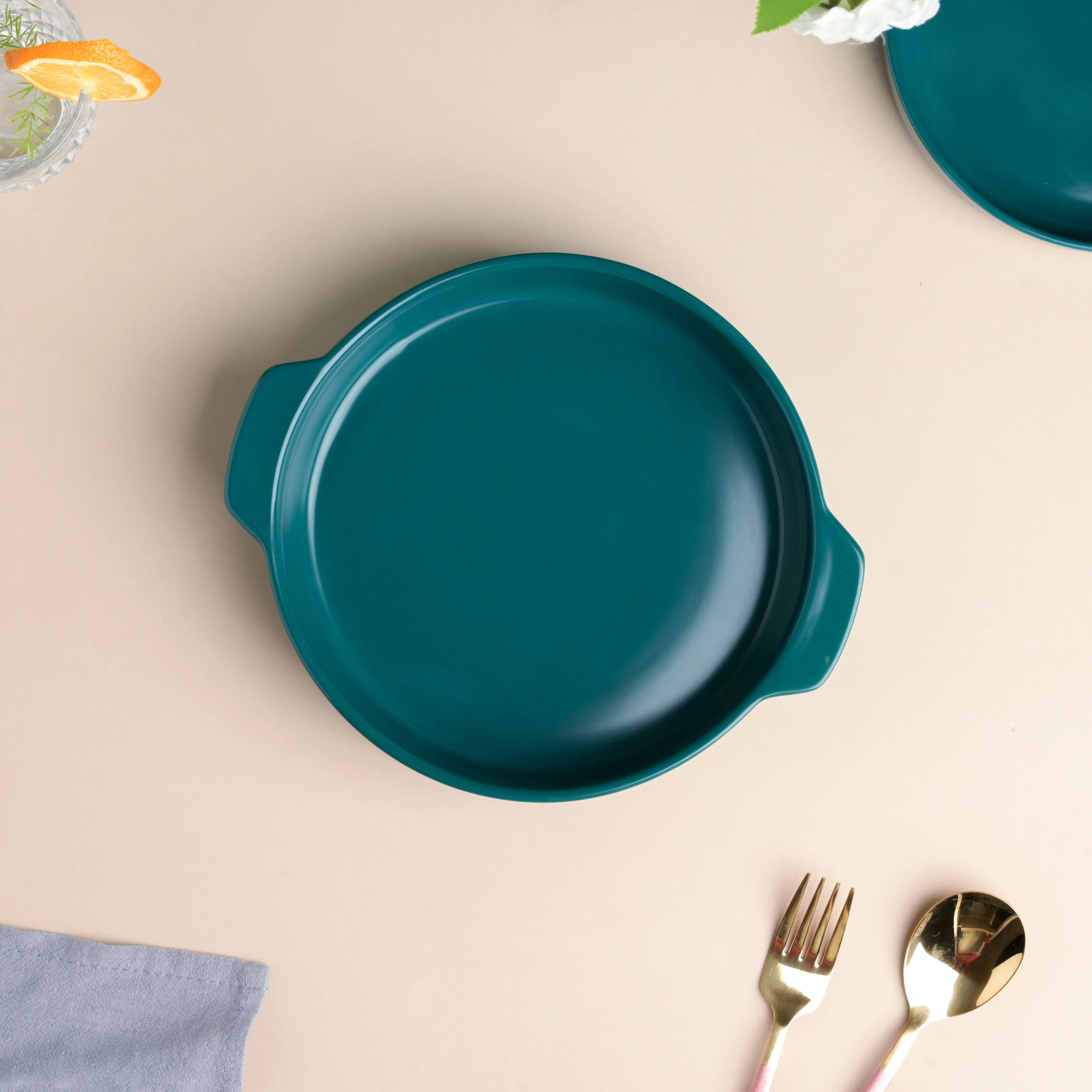 Teal Baking Pot with Handle - Image 5