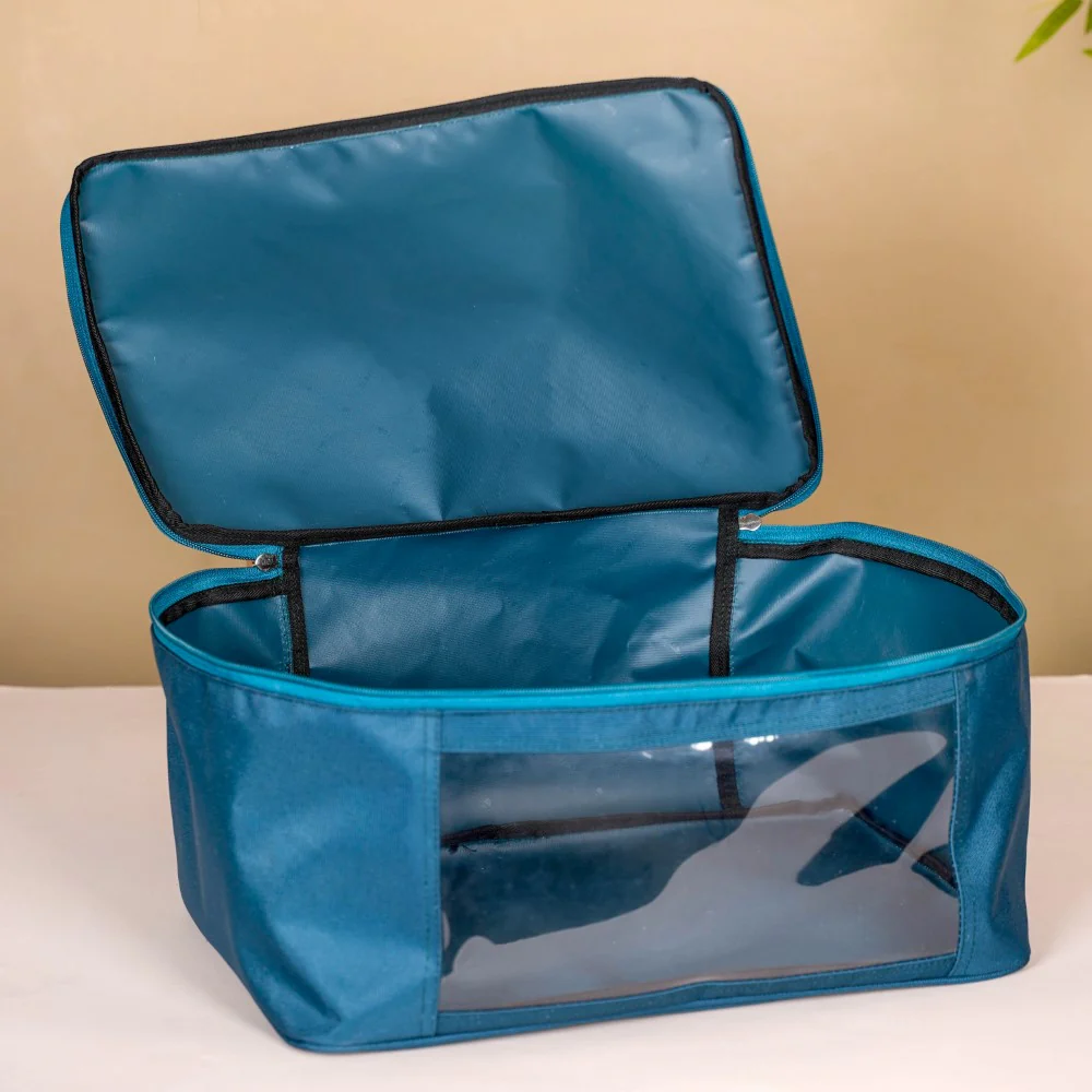 Teal Clothes Storage Bag With Zipper Set Of 2 - Image 2