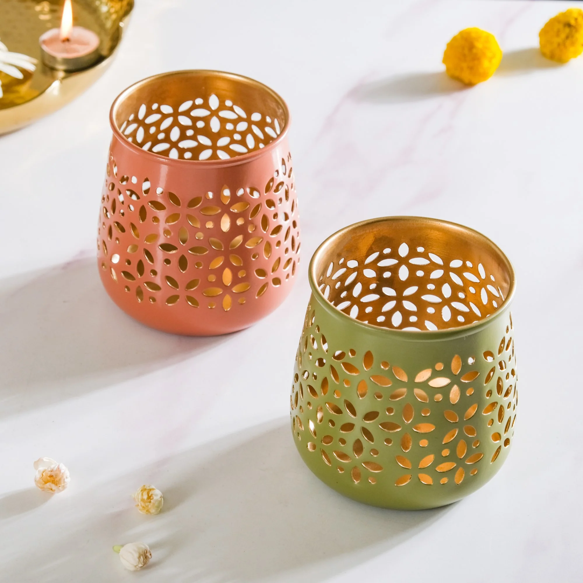 Tealight Candle Holder With Cutwork Set Of 2 - Image 4