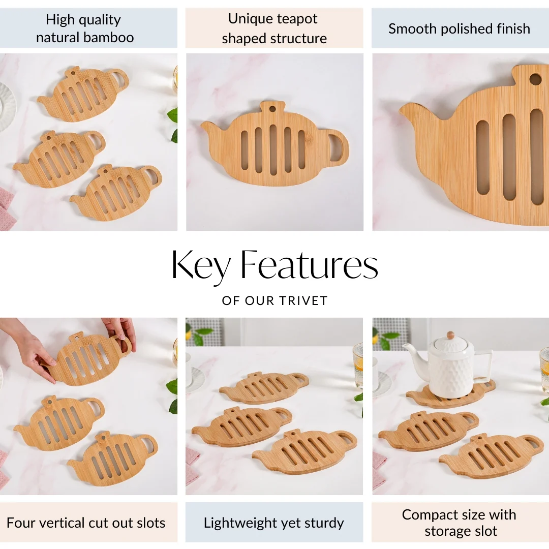 Teapot Trivet With Heat Resistant Bamboo Set Of 3 - Image 4