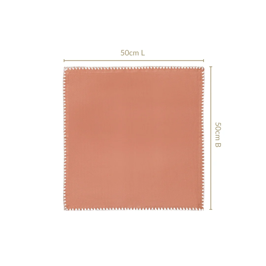 Terracotta Embroidered Edges Table Napkin Set Of 6 - Image 4