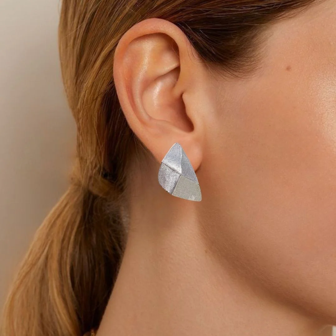 Terrain Stud Earrings Silver - Image 2