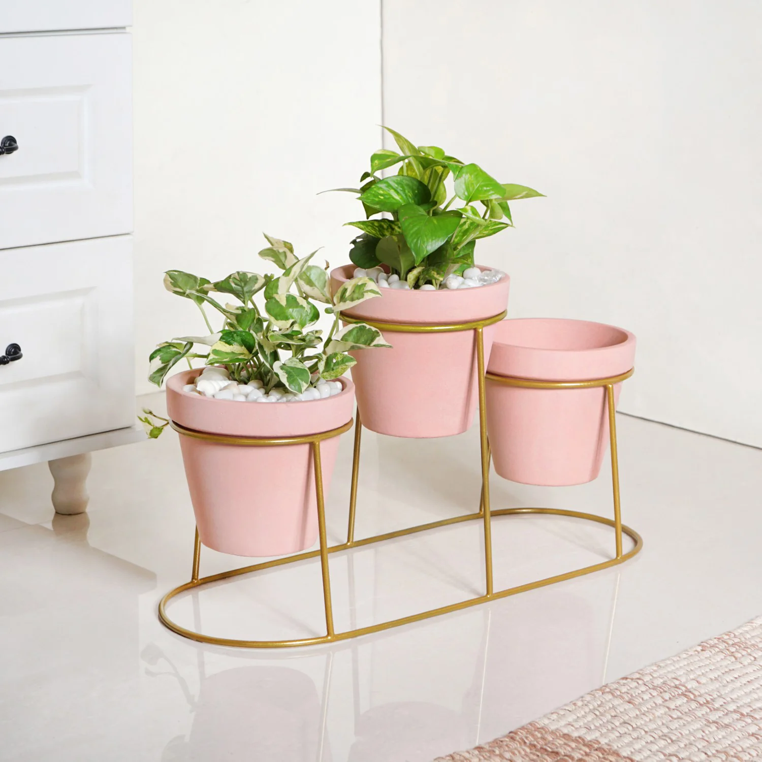 TerraTier Three In One Planter Set With Stand Pink - Image 3
