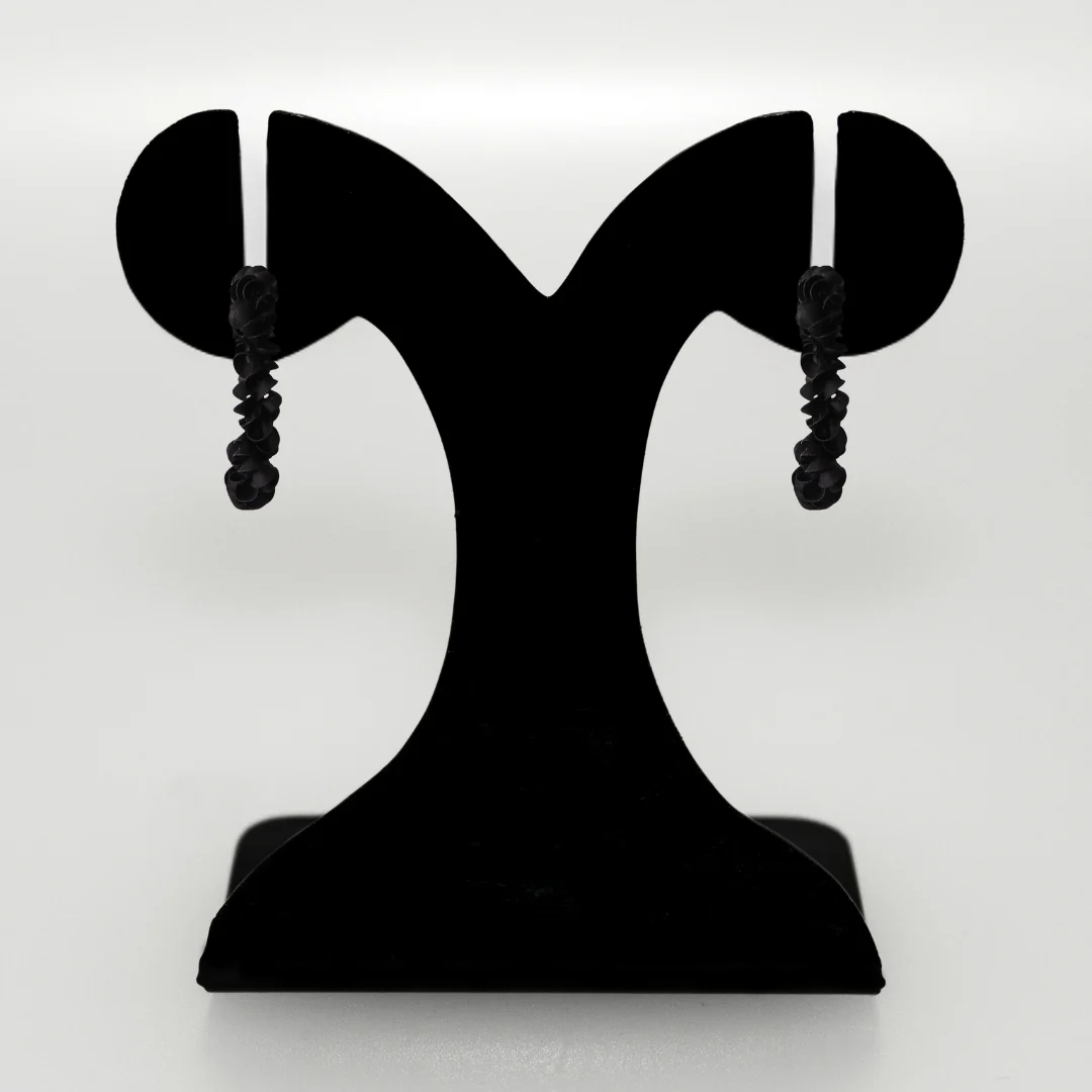 Textured Black Semi Hoop Earrings - Image 7