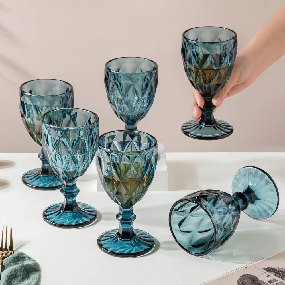 Textured Drinkware Glass Blue Set Of 6 300 ml - Image 2