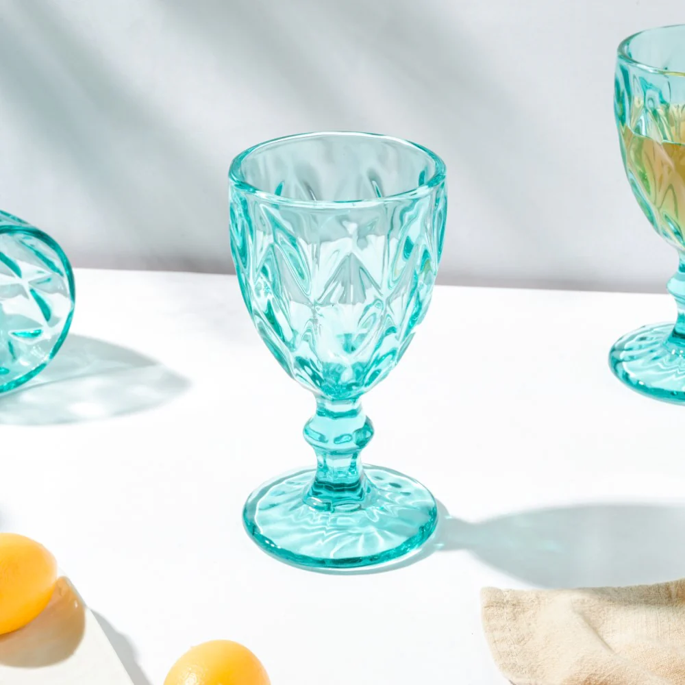 Textured Drinkware Glass Teal Set of 6 250 ml - Image 8