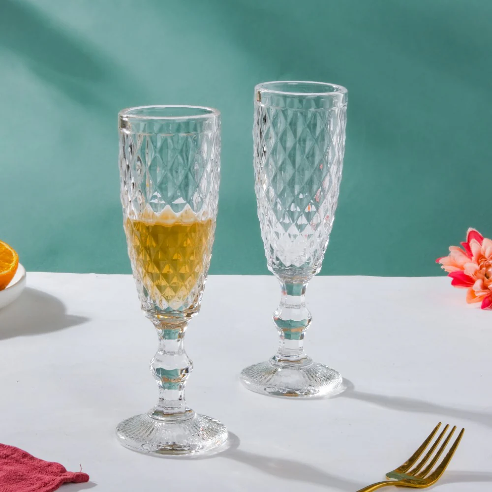 Textured Glassware Transparent Set Of 6 150 ml - Image 11