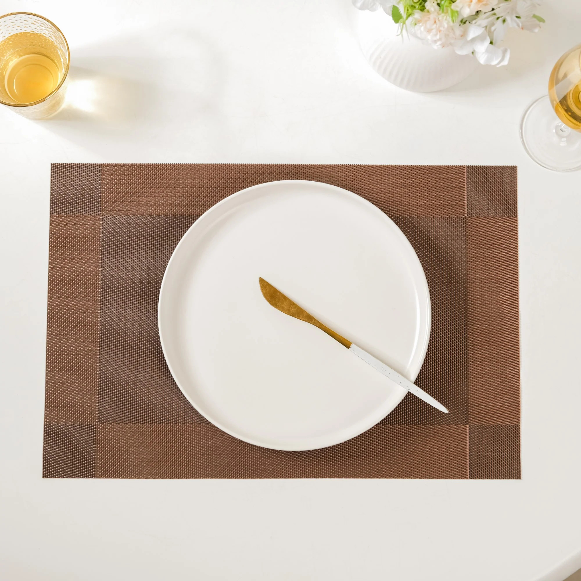 Textured Reversible Table Mat Brown Set Of 6 - Image 7