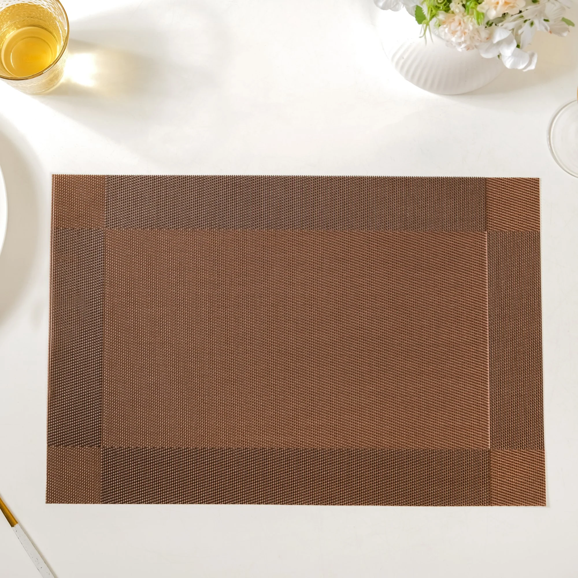 Textured Reversible Table Mat Brown Set Of 6 - Image 9