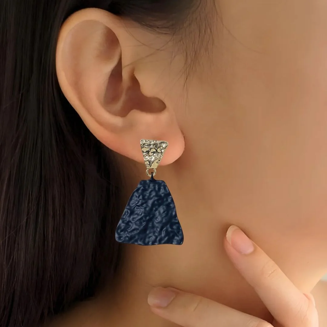 Textured Symmetry Black And Gold Earrings - Image 2