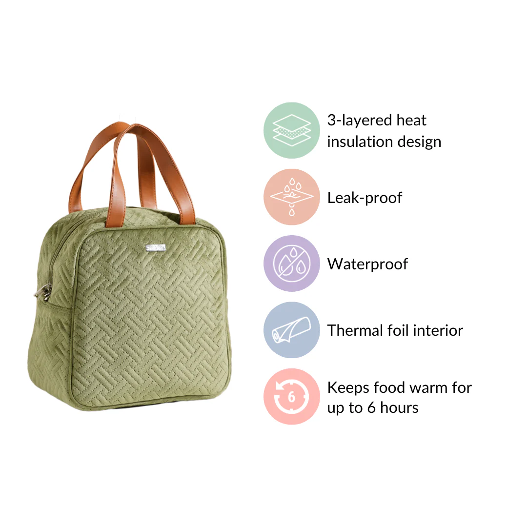 Thermal Insulated Travel Lunch Bag Green - Image 4