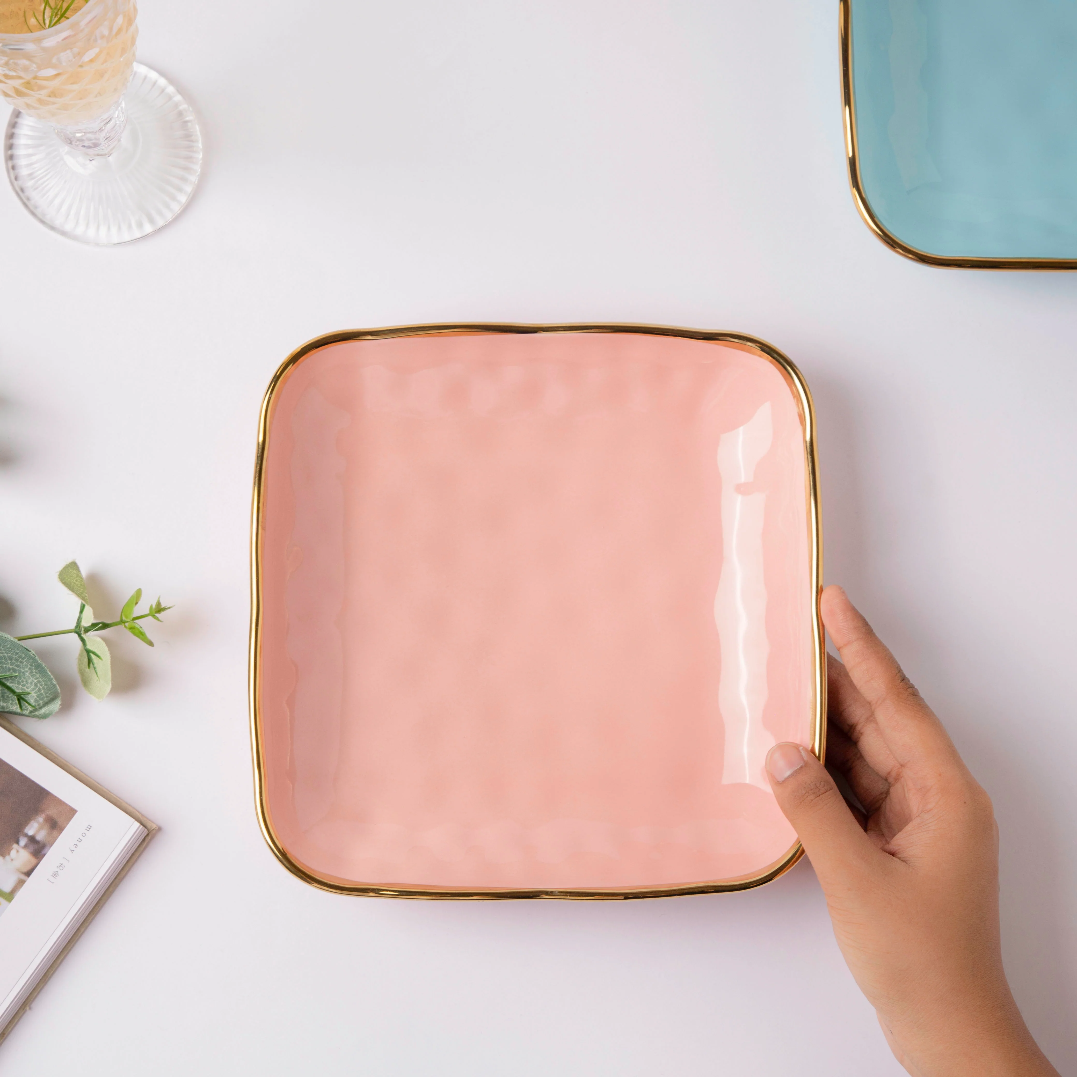 Think Pink Square Snack Plate 8 Inch - Image 3