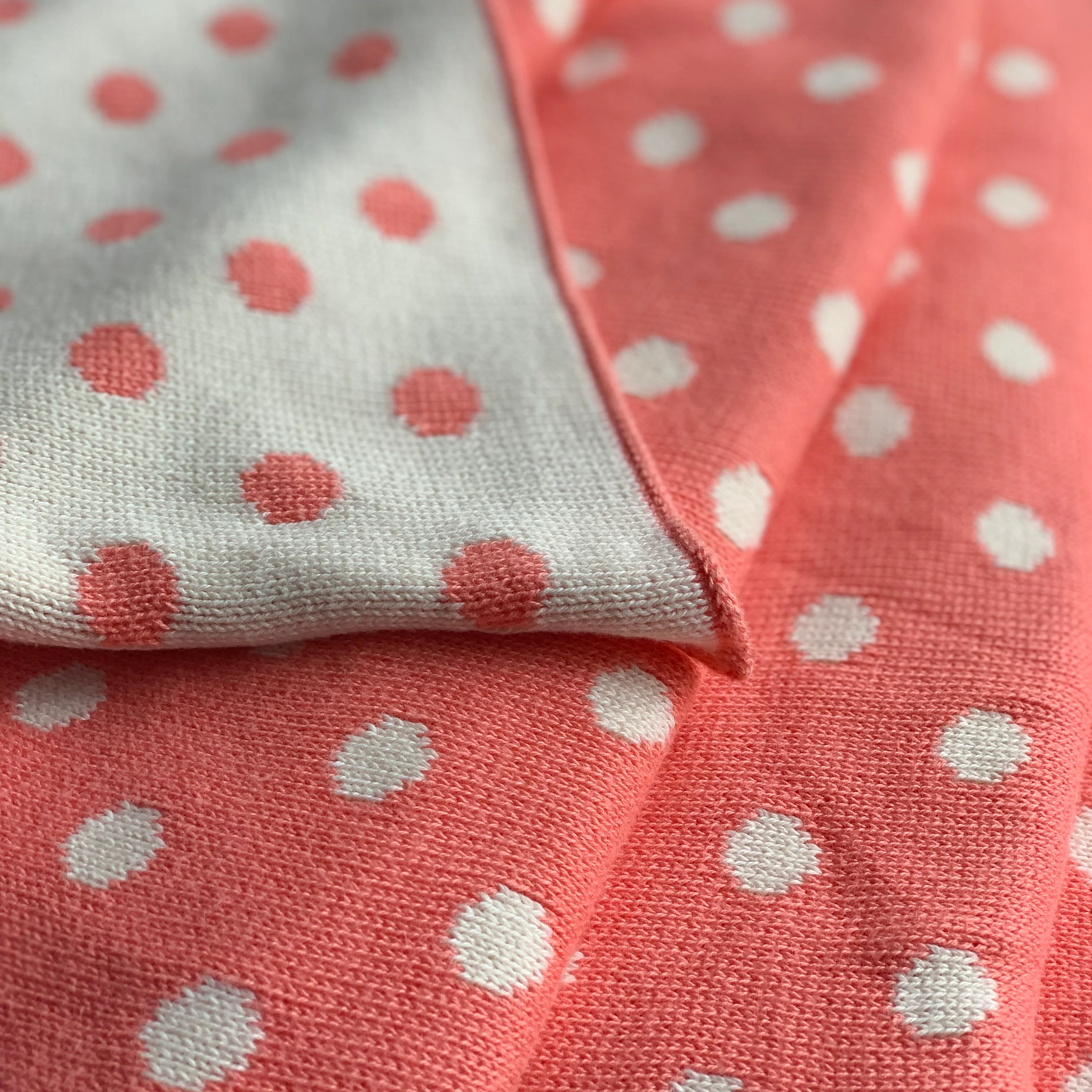 Dottie Knitted Throw Blanket - French Pink Peach Natural White - Image 2