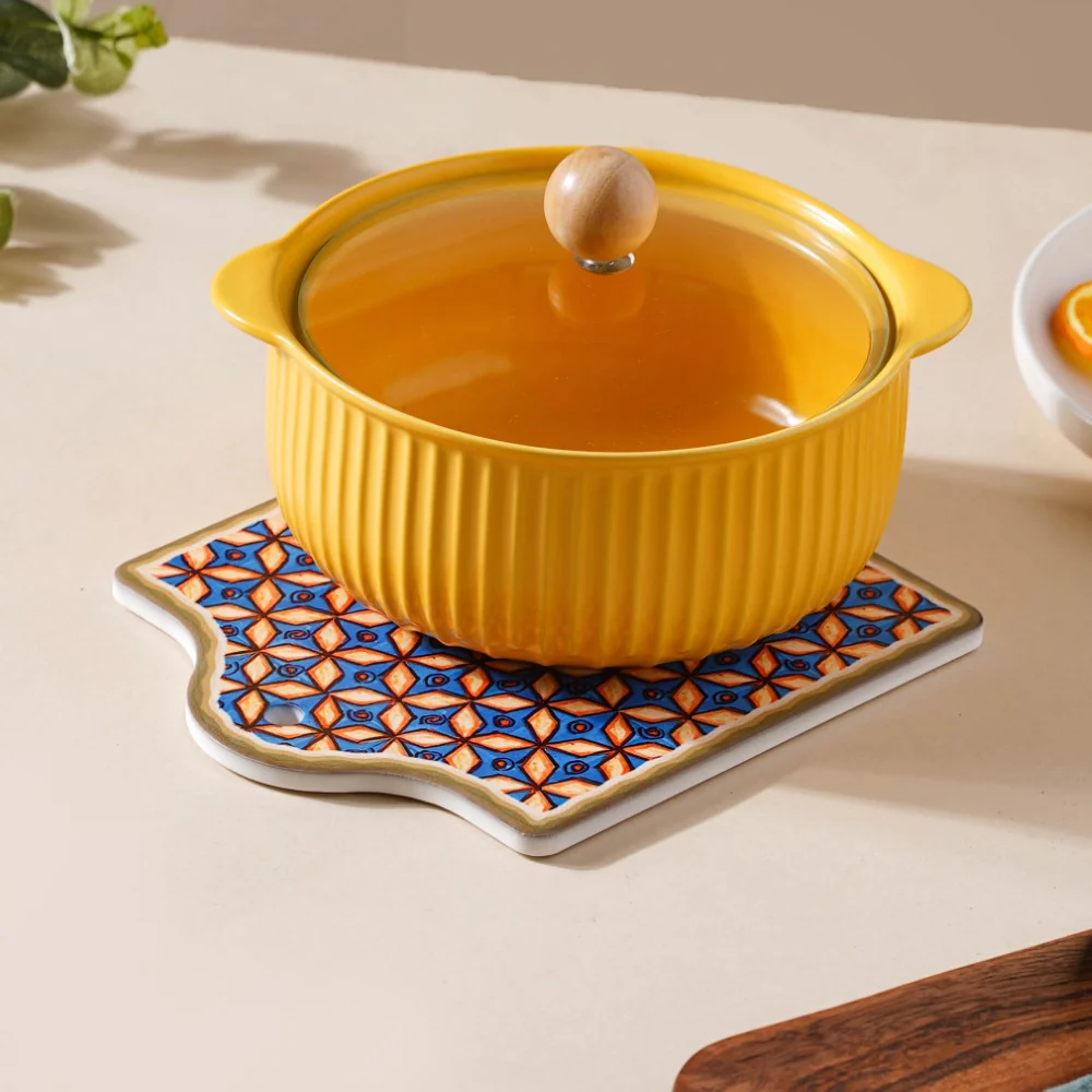 Tile Patterned Ceramic Platter 7 Inch - Image 2