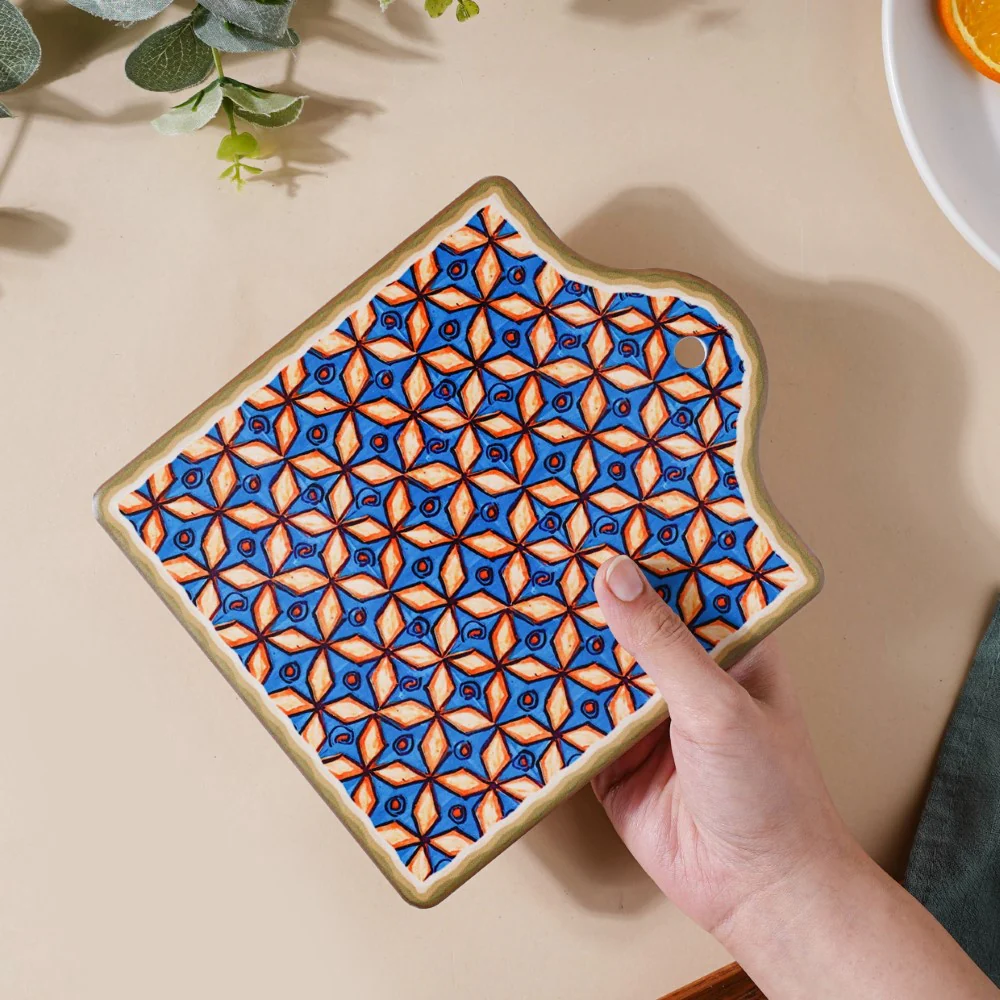 Tile Patterned Ceramic Platter 7 Inch - Image 3