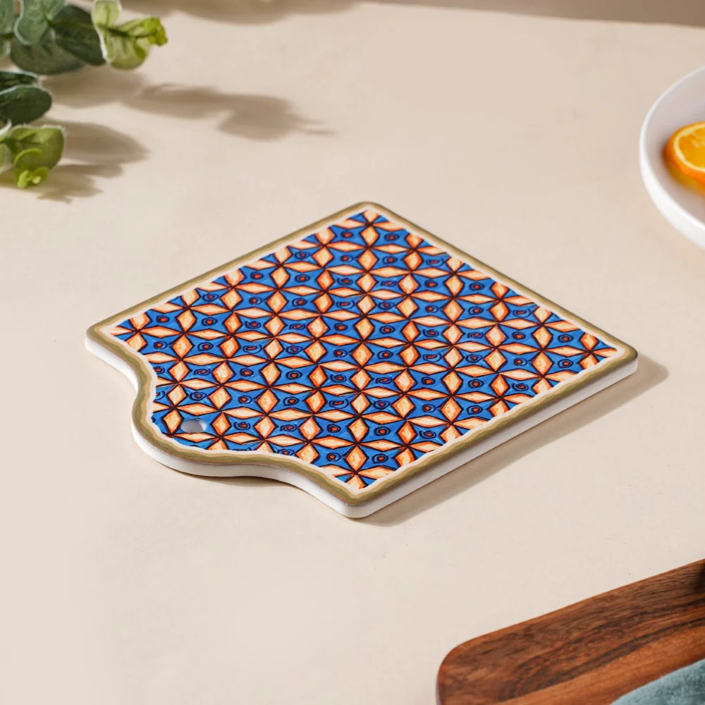Tile Patterned Ceramic Platter 7 Inch - Image 6