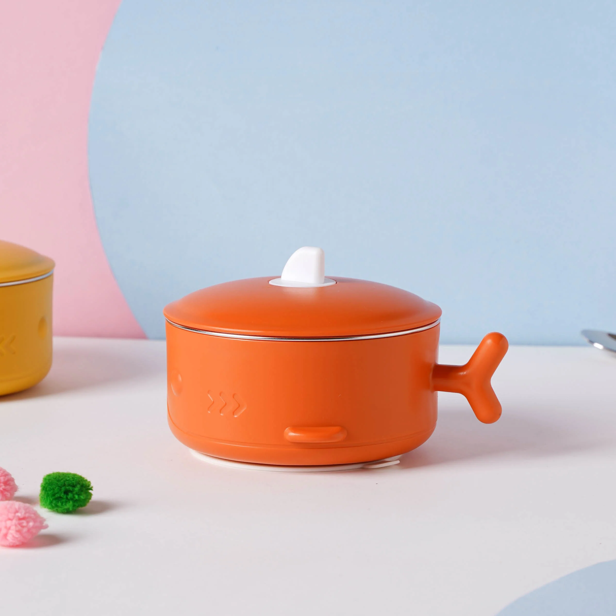 Whale Double Walled Anti-Slip Feeding Bowl Orange 400 ml - Image 3