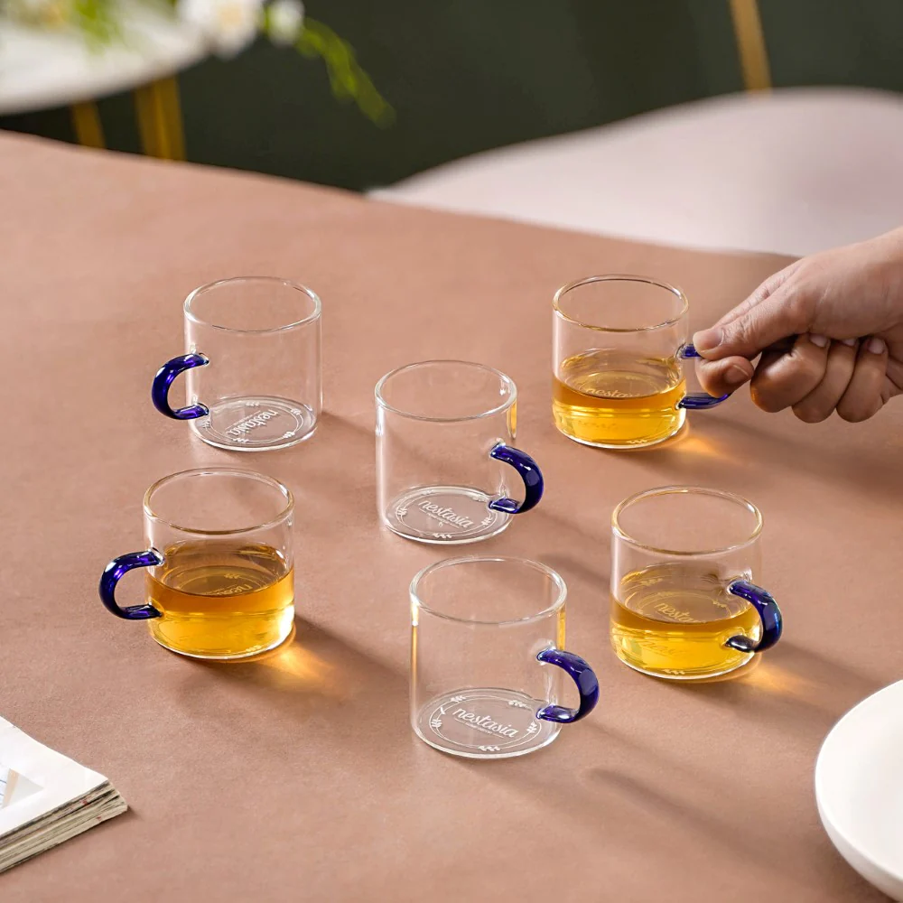 Transparent And Blue Cup Set of 6 - Image 2