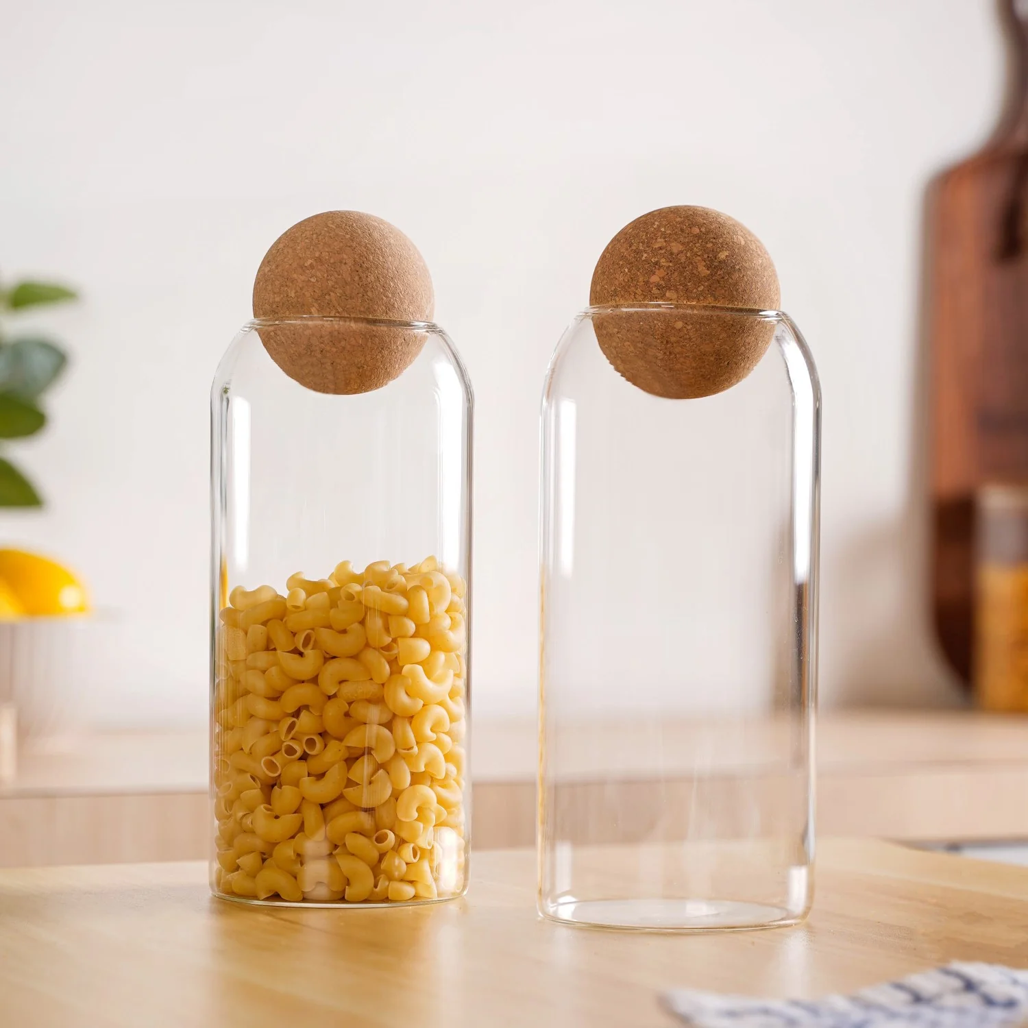 Transparent Glass Airtight Jar With Ball Cork Lid Set Of 2 1000ml - Image 9