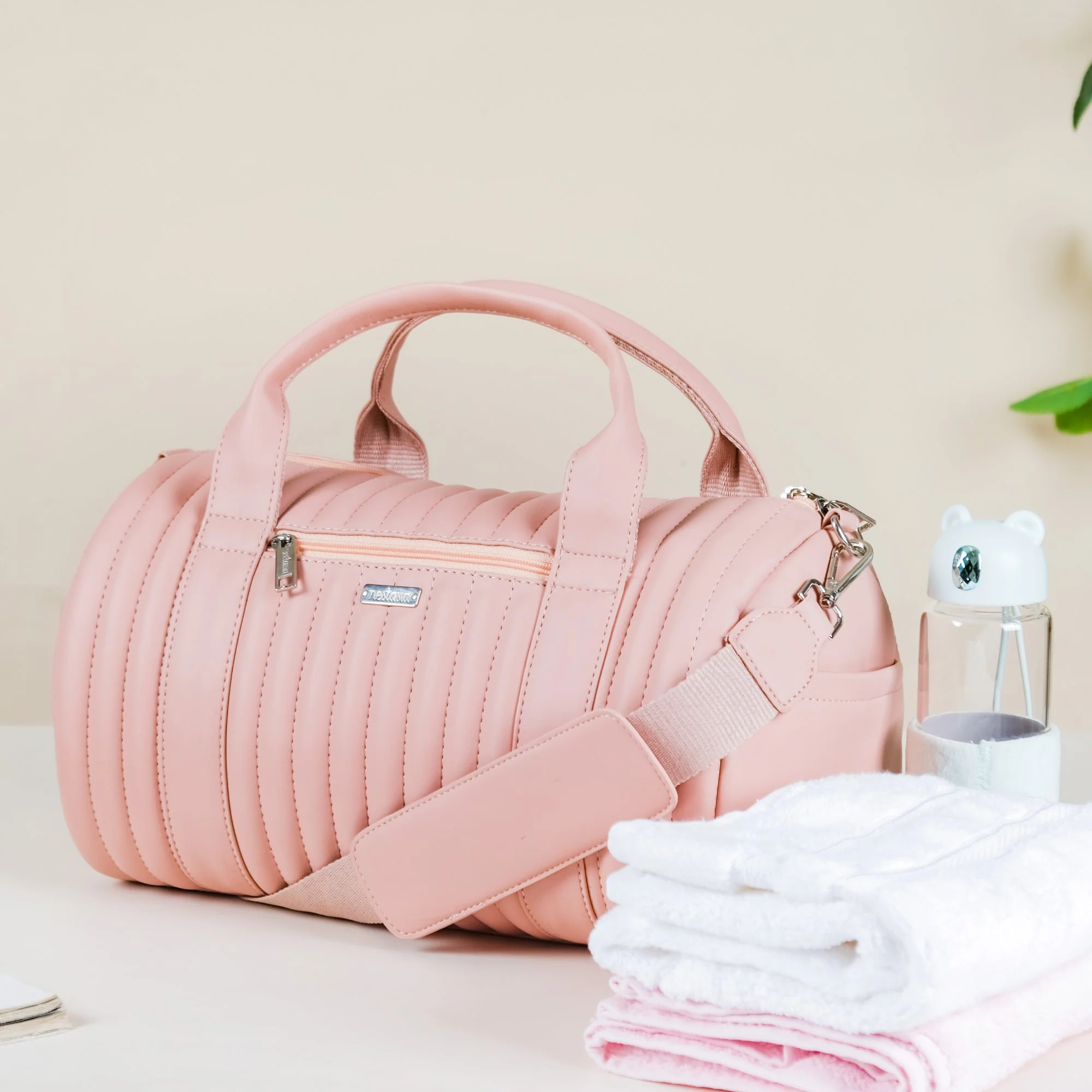 Travel Duffel Bag Pink Small 14x7 Inch - Image 2