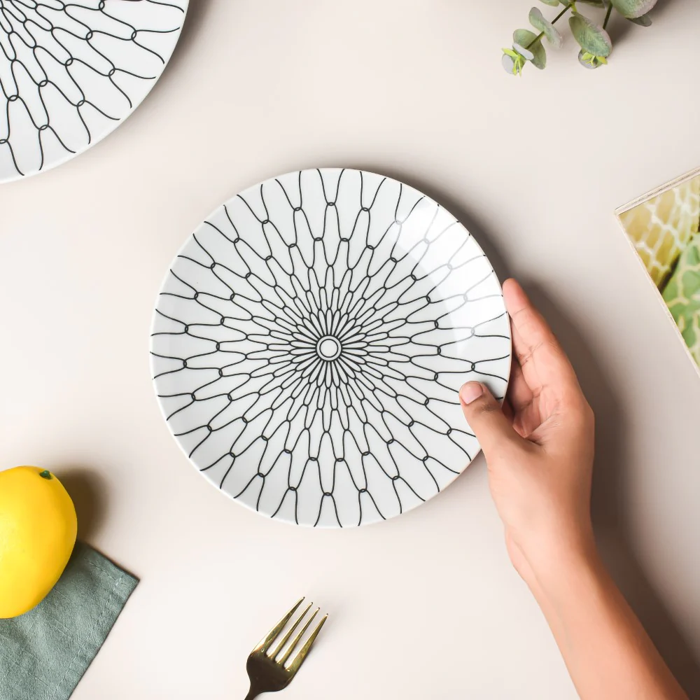 Trellis Printed Snack Plate White 8 Inch - Image 2