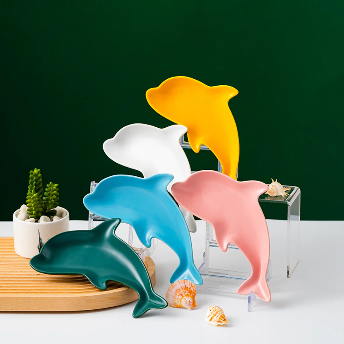 Trendy Teal Dolphin Snack Plate 8 Inch - Image 5